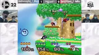 Joshuwasha & dkuo (Marth/Falco) vs. SpiritGun & Jello (Sheik/Falco) | DE22 Melee Doubles LR4