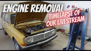 Engine removal | Timelapse of the livestream | Volvo 145 b20 & M40 |