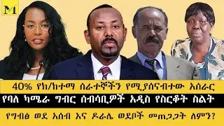 40% የክ/ከተማ ሰራተኞችን የሚያሰናብተው አሰራር| የባለ ካሜራ ግብር ሰብሳቢዎች የስርቆት ስልት| የግብፅ ወደ አሰብ እና ዶራሌ ወደቦች መጠጋጋት ለምን?