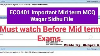 Eco401 important MCQ for mid term by Waqar Siddhu file solved