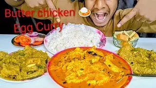 Eating tasty Butter chicken and Egg Curry 🤤#food #eatingshow #viral #foodie #eating #mukbang 