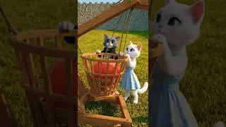 The throw the big tomato with a giant catapult. #shorts #cat