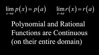 How to prove that polynomials are continuous and rational functions are continuous on their domains.