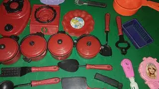 Satisfying with unboxing #colr full miniature barbie kitty kitchen cooking set toys #video #asmr 