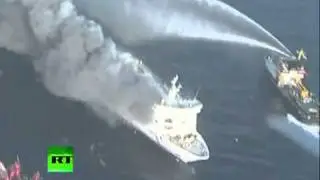 Video of ferry blaze in Baltic Sea as 22 injured in upper deck fire