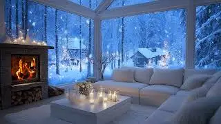 🎼 Soft Winter Piano Lounge | Snow Outside, Warm Fire Inside for Focus & Relax
