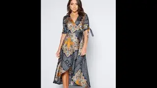 Studio - AX Paris Wrap Satin Printed Midi Dress #Studio #axparis #mididresses
