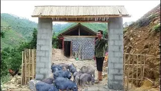 Build a farm gate with bricks. Build a new cage for the mother pig. Take care of the wild boar farm.