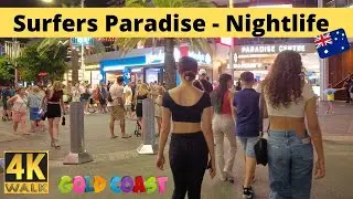 Summer Nightlife at Surfers Paradise Gold Coast  Australia 🇦🇺 4k Walk