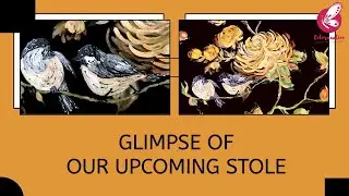 Glimpse Of Colorauction Black Organza Hand-painted Stole!!