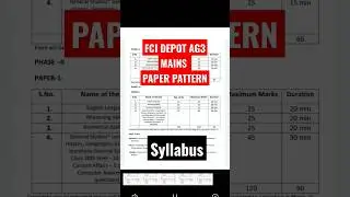FCI DEPOT AG3 Syllabus And Paper Pattern 2023 #fci #fciadmitcard #fcimainsadmitcard #fcirecruitment