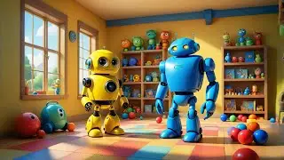 Six Toy Robots Spin Around | Counting & Movement Song for Kids | Robot Action Rhyme