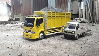 RC TRUK CANTER DAN WPL D12 PICKUP MUATAN PASIR !! - PICKUP GK KUAT NANJAK DI DORONG TRUK CANTER 🔥🔥