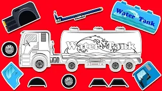 Water Tank Truck Color | Formation And Uses | Puzzle Game | Cartoon Car | Garage Videos For Children