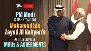 PM #Modi & UAE President Mohamed bin Zayed Al Nahyan at the signing of MoUs & Agreements