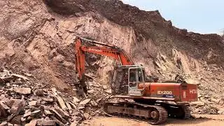 Excavator Working &ldquo; Hammering and Drilling &ldquo; Skilled Operator Working