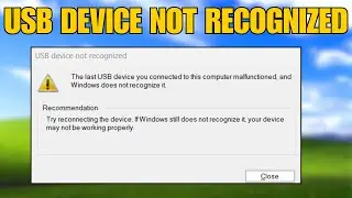 How To Fix USB Device Not Recognized In Windows 10/11 | Unknown USB Device Error