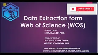 Data Extraction from Web of Science (WOS) | Extraction of Data from Web of Science | Sandeep Patyal
