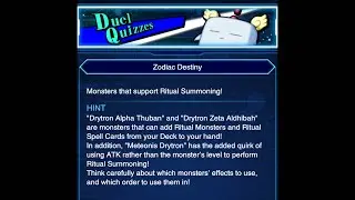 Yu-Gi-Oh! Duel Links - Как решить викторину по игре Zodiac Destiny Duel? (Викторина Drytron Alpha)