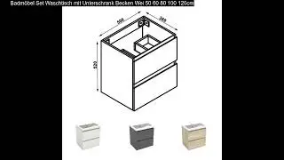 Badm&ouml;bel Set Waschtisch mit Unterschrank Becken Wei 50 60 80 100 120cm