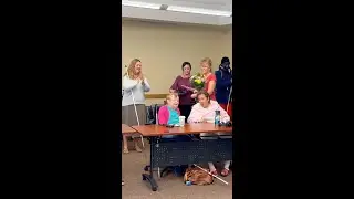 Singing to Diane for her 92nd Birthday at Tuesday's Senior Meeting