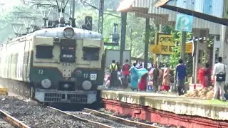 Old green EMU local train arrive and departure from Somrabazar station || Howrah Katwa local
