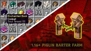 1.16 - 8 Piglin Barter Farm 31000 Items/h  - Fully Automatic + Item Sorter (Minecraft Java)