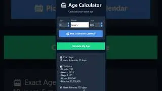 python project | Age calculator app #coding #python #viral #trending #project #webdevelopment