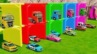 TRANSPORTING ALL POLICE CARS and AMBULANCE EMERGENCY VEHICLES WITH MERCEDES POLICE TRUCKS ! FS22