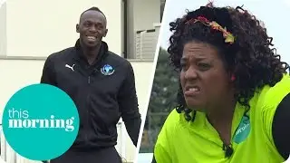 Usain Bolt Practices His Penalty Shootout Skills Against Alison Hammond | This Morning
