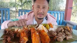 Delicious pork curry & beef dry fry curry with 3 king chilli mukbang 