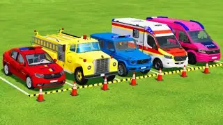 POLICE VEHICLES, AMBULANCE CAR, FIRE DEPARTMENT TRUCK TRANSPORTING WITH MAN TRUCKS ! FS22