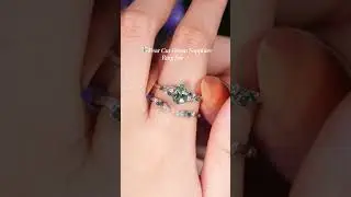 ✨ Pear-shaped Green Sapphire in a stunning ring set  of IverJewelry