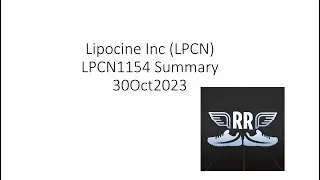 Lipocine Inc LPCN LPCN1154 Summary 30Oct2023