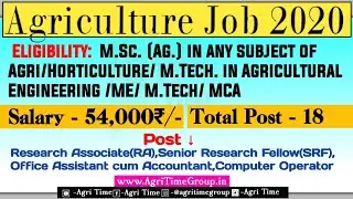 Research Associate | Senior Research Fellow (SRF) Requirement 2020 | Latest Agriculture Job 2020