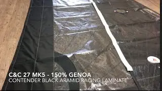 New C&C 27 MK5 - 150% Genoa - Contender Sailcloth Black Aramid Tri-Radial Racing Laminate