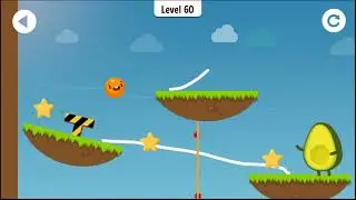 Where's My Avocado? Draw lines. Level 60. 3 Stars.