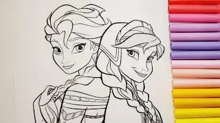 Disney Frozen Elsa, Anna, Kristoff, Sven, Olaf | Coloring Book Pages#frozen d