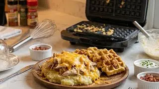 Viral recipe potato waffle with chicken & cheese 