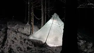 눈 내리는 겨울 숲에서 혼자 하룻밤 백패킹