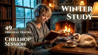 3H Winter Library Study Environment ❄️ Snow & Fireplace | Deep Focus for Reading & Work [4K]