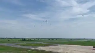 FORMATION OF 10 PILATUS PC-7 MKII RUNNING IN AND PITCH FOR LANDING IN AOR WMKA