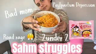 Stay at home mom struggles | bad mom | 2 kids under 2 | Postpartum Depression | Buldak mukbang! 
