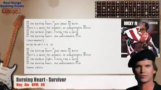 🎸 Burning Heart - Survivor Guitar Backing Track with chords and lyrics