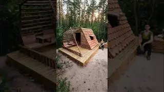 Building a Rustic Log Cabin in the Woods | Complete Off-Grid Shelter #bushcraft #build