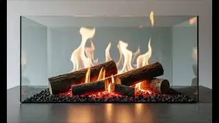 Fireplace modern 4K 🔥 Cozy Crackling Fire for relaxation, romantic evening, study, sleep SlowNight