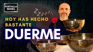 Vence el INSOMNIO y DUERME profundo | CUENCOS TIBETANOS y lluvia | Pantalla negra sin interrupciones