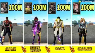 SKYLER VS ELITE KELLY VS ALOK VS CAROLINE SPEED ABILITY TEST ⚡⚡ GARENA FREEFIRE