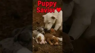 Homeless White Dog Leads Rescuers to Her Beautiful Puppies in the Woods #shorts