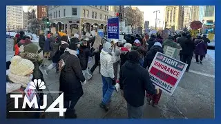 Hundreds of anti-ICE protesters march through downtown Milwaukee